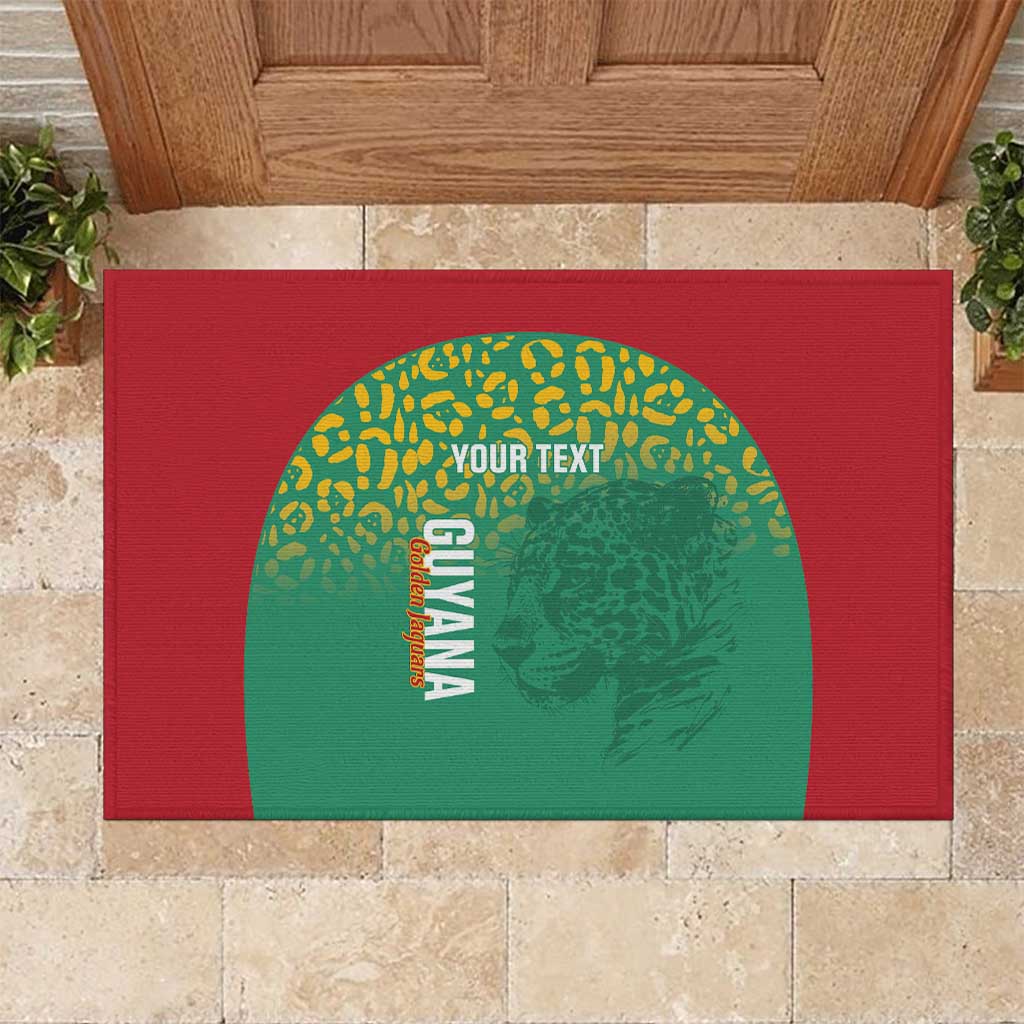 Custom Guyana Football Rubber Doormat Go Golden Jaguars Green Version - Wonder Print Shop