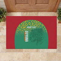 Custom Guyana Football Rubber Doormat Go Golden Jaguars Green Version - Wonder Print Shop