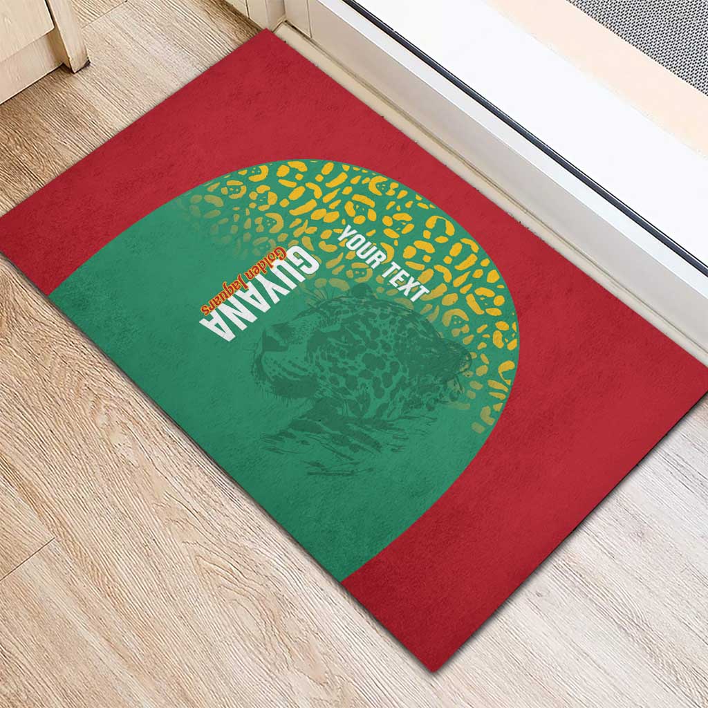 Custom Guyana Football Rubber Doormat Go Golden Jaguars Green Version - Wonder Print Shop