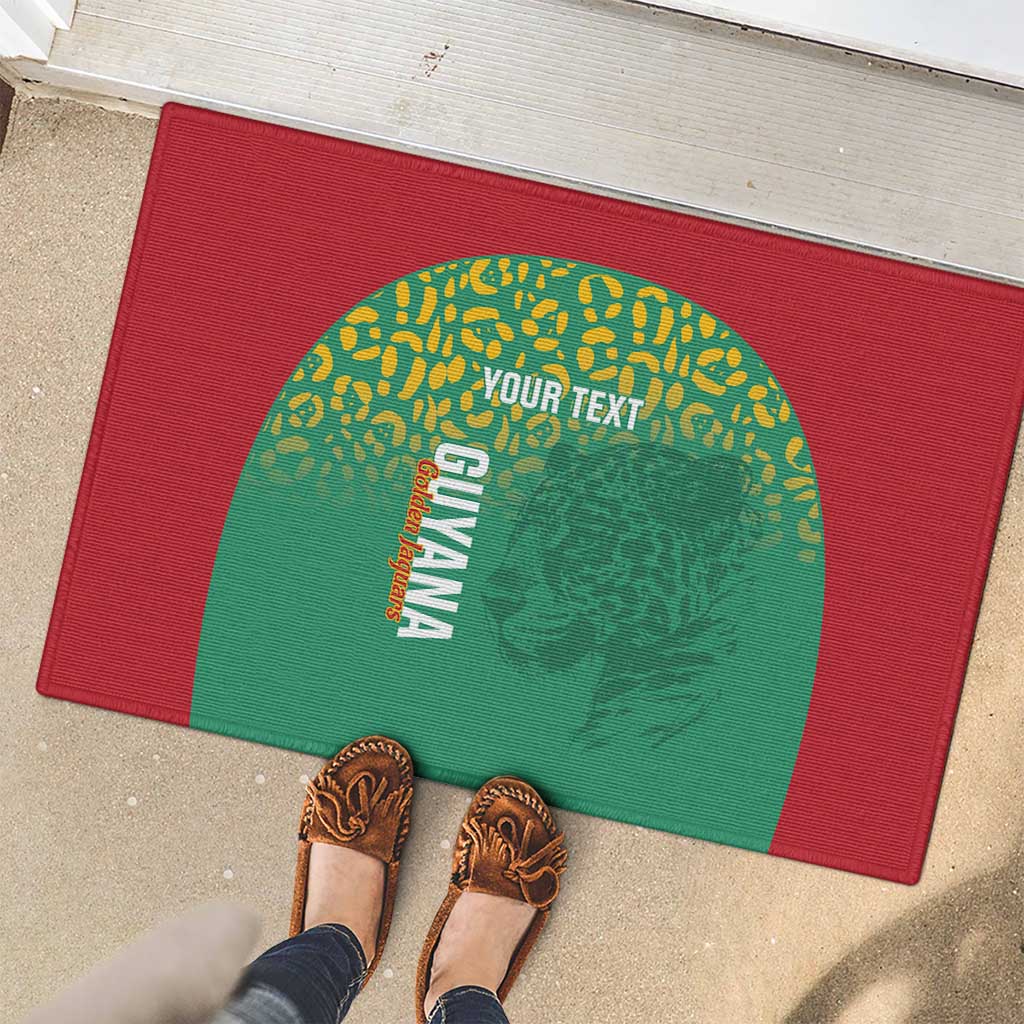 Custom Guyana Football Rubber Doormat Go Golden Jaguars Green Version - Wonder Print Shop