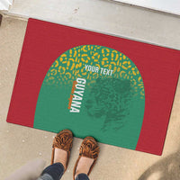 Custom Guyana Football Rubber Doormat Go Golden Jaguars Green Version - Wonder Print Shop