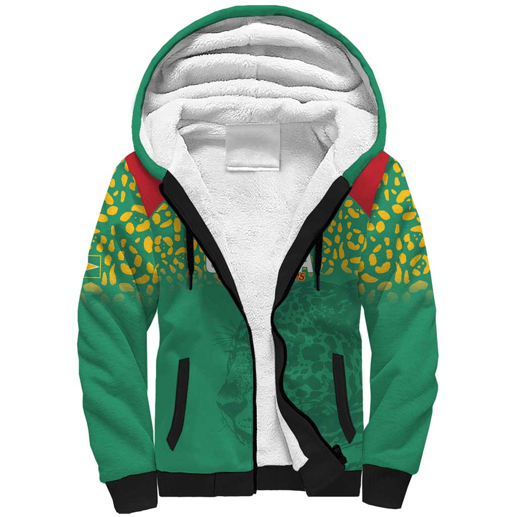 Custom Guyana Football Sherpa Hoodie Go Golden Jaguars Green Version - Wonder Print Shop