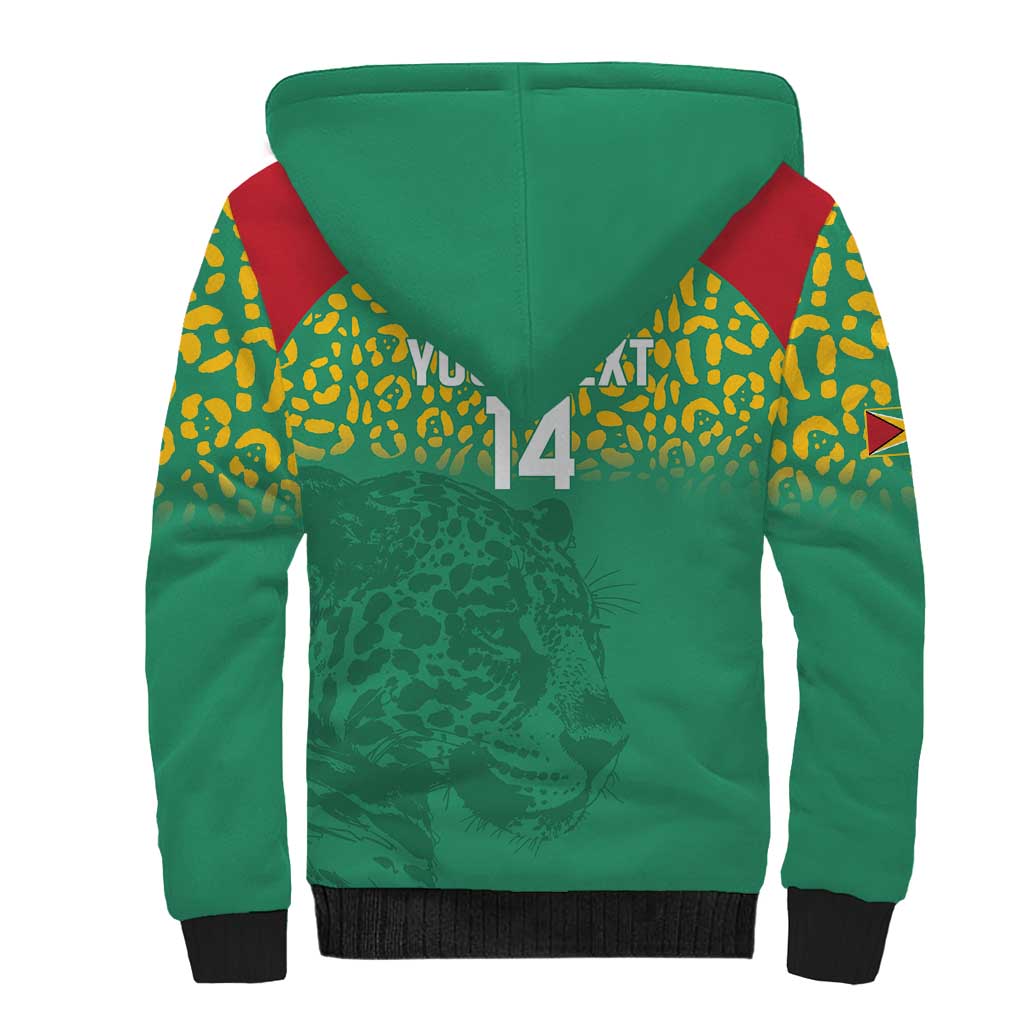 Custom Guyana Football Sherpa Hoodie Go Golden Jaguars Green Version - Wonder Print Shop