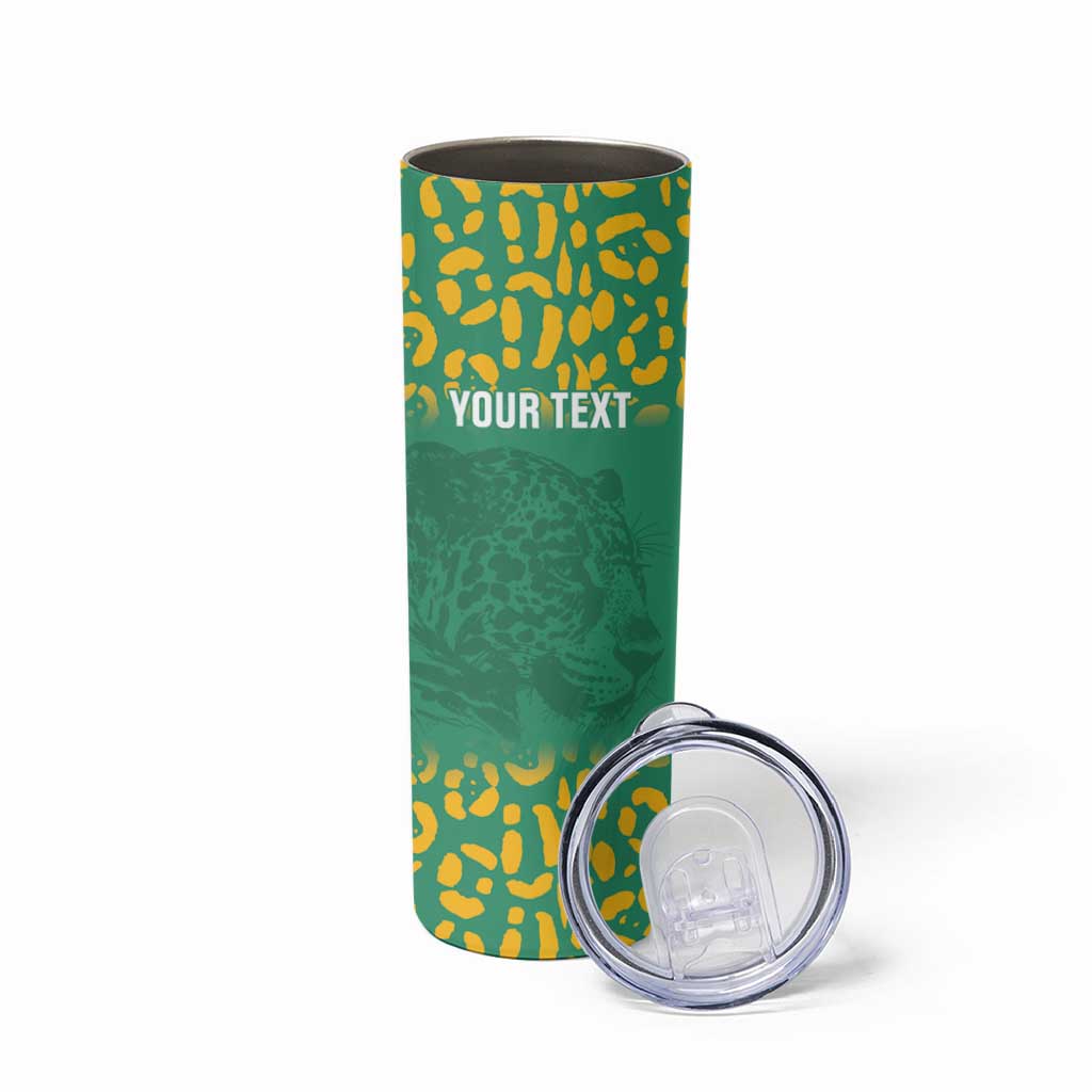 Custom Guyana Football Skinny Tumbler Go Golden Jaguars Green Version - Wonder Print Shop