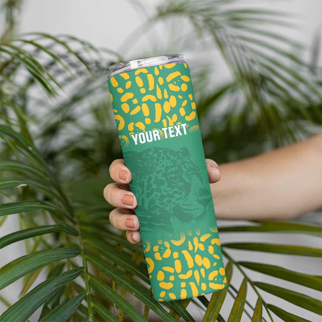 Custom Guyana Football Skinny Tumbler Go Golden Jaguars Green Version - Wonder Print Shop