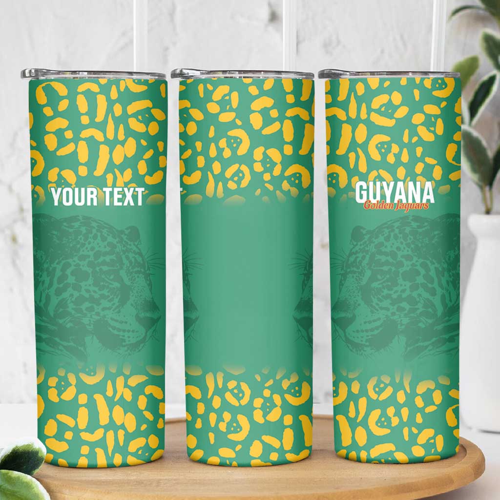 Custom Guyana Football Skinny Tumbler Go Golden Jaguars Green Version - Wonder Print Shop