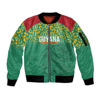 Custom Guyana Football Sleeve Zip Bomber Jacket Go Golden Jaguars Green Version - Wonder Print Shop