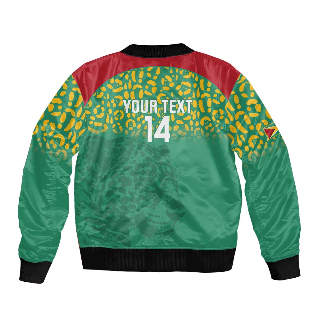 Custom Guyana Football Sleeve Zip Bomber Jacket Go Golden Jaguars Green Version - Wonder Print Shop