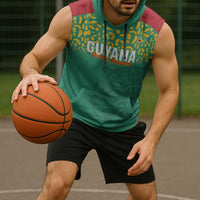 Custom Guyana Football Sleeveless Hoodie Go Golden Jaguars Green Version - Wonder Print Shop