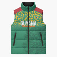Custom Guyana Football Sleeveless Puffer Jacket Go Golden Jaguars Green Version - Wonder Print Shop