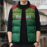 Custom Guyana Football Sleeveless Puffer Jacket Go Golden Jaguars Green Version - Wonder Print Shop