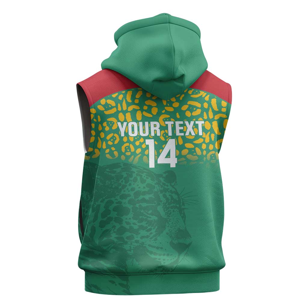 Custom Guyana Football Sleeveless Zip Hoodie Go Golden Jaguars Green Version - Wonder Print Shop
