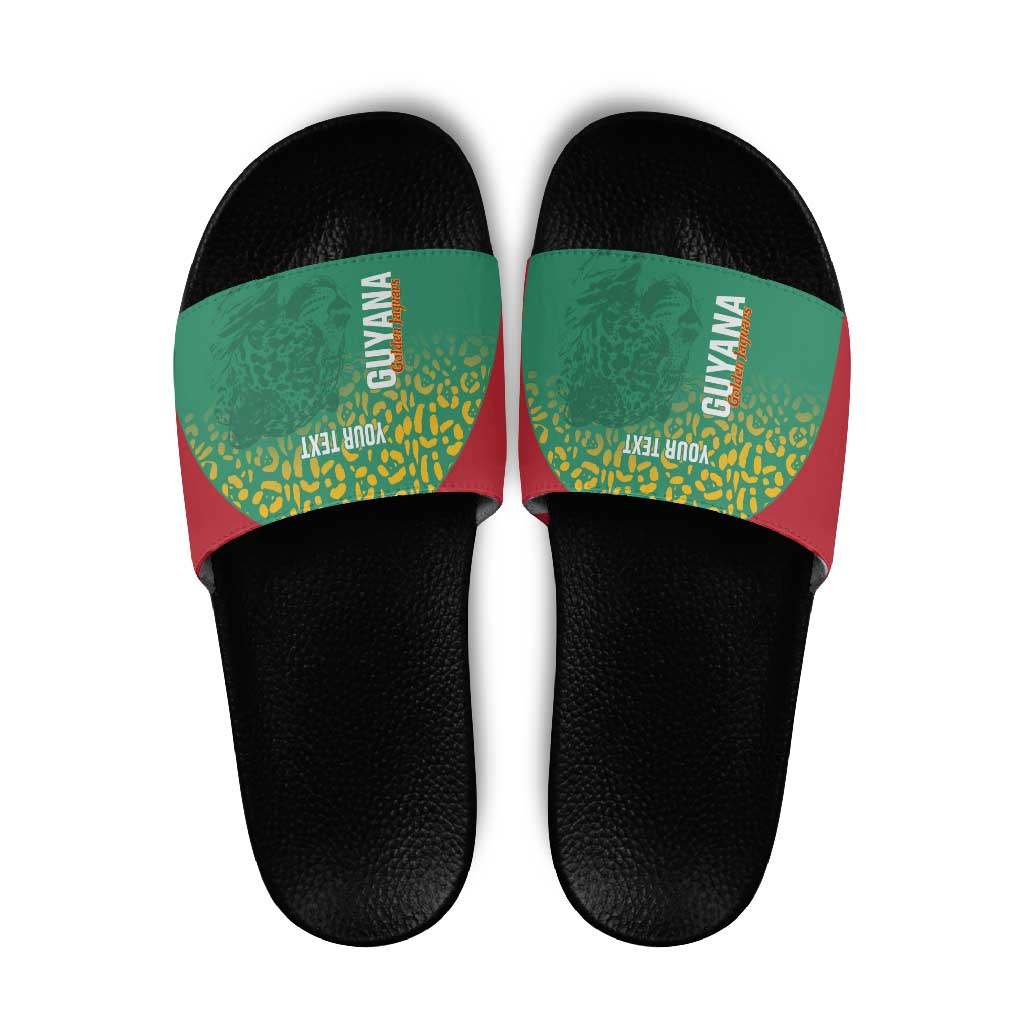 Custom Guyana Football Slide Sandals Go Golden Jaguars Green Version - Wonder Print Shop