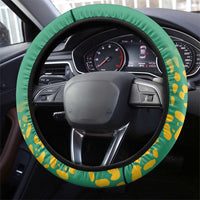 Guyana Football Steering Wheel Cover Go Golden Jaguars Green Version - Wonder Print Shop