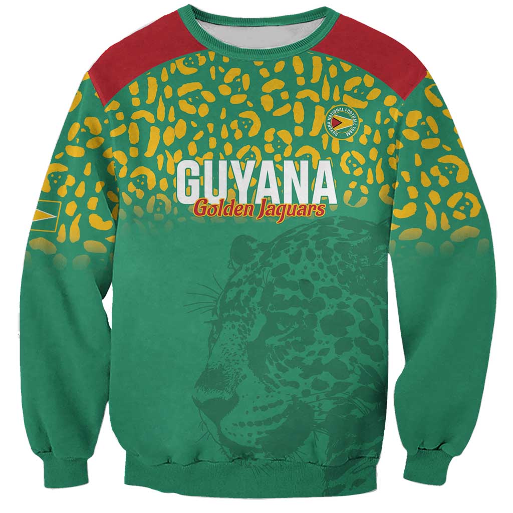 Custom Guyana Football Sweatshirt Go Golden Jaguars Green Version - Wonder Print Shop