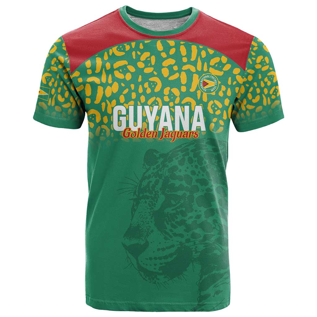 Custom Guyana Football T Shirt Go Golden Jaguars Green Version - Wonder Print Shop