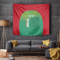 Custom Guyana Football Tapestry Go Golden Jaguars Green Version - Wonder Print Shop