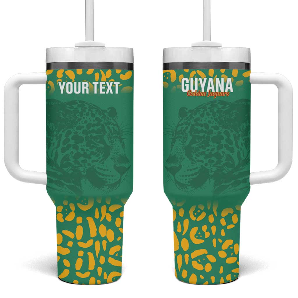Custom Guyana Football Tumbler With Handle Go Golden Jaguars Green Version - Wonder Print Shop