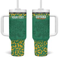Custom Guyana Football Tumbler With Handle Go Golden Jaguars Green Version - Wonder Print Shop