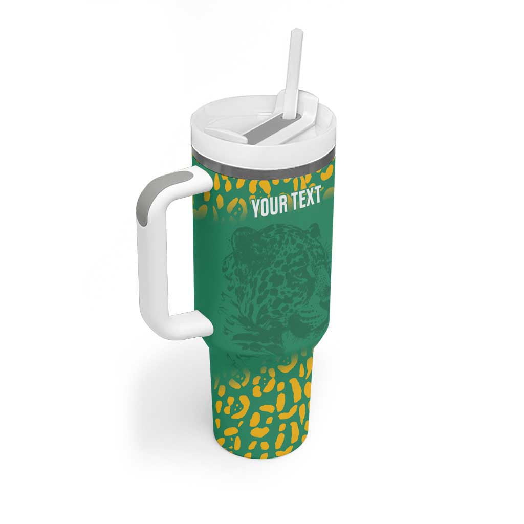 Custom Guyana Football Tumbler With Handle Go Golden Jaguars Green Version - Wonder Print Shop
