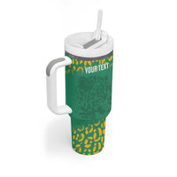 Custom Guyana Football Tumbler With Handle Go Golden Jaguars Green Version - Wonder Print Shop