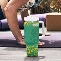 Custom Guyana Football Tumbler With Handle Go Golden Jaguars Green Version - Wonder Print Shop