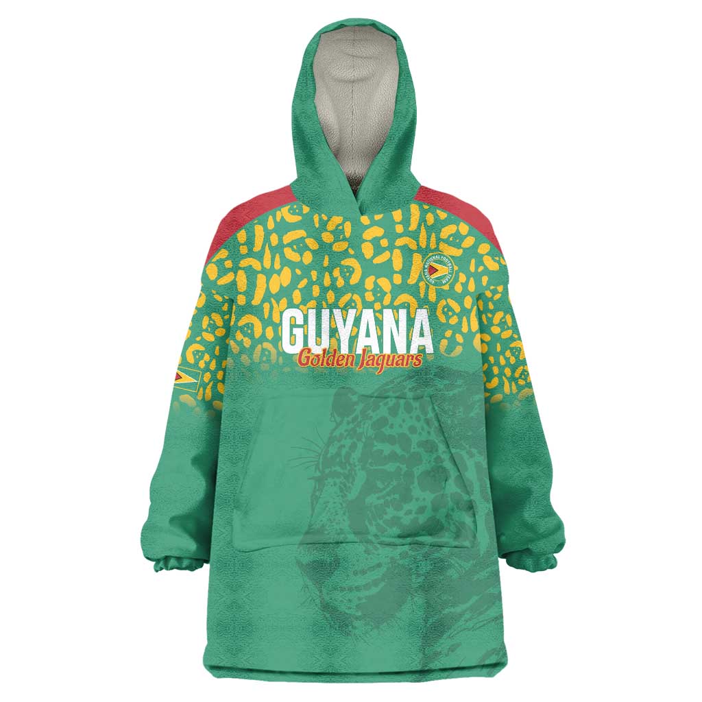Custom Guyana Football Wearable Blanket Hoodie Go Golden Jaguars Green Version - Wonder Print Shop