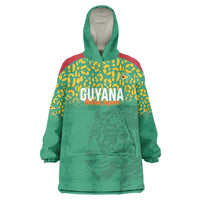 Custom Guyana Football Wearable Blanket Hoodie Go Golden Jaguars Green Version - Wonder Print Shop