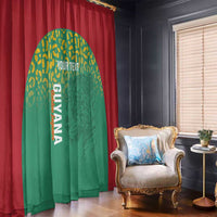 Custom Guyana Football Window Curtain Go Golden Jaguars Green Version - Wonder Print Shop