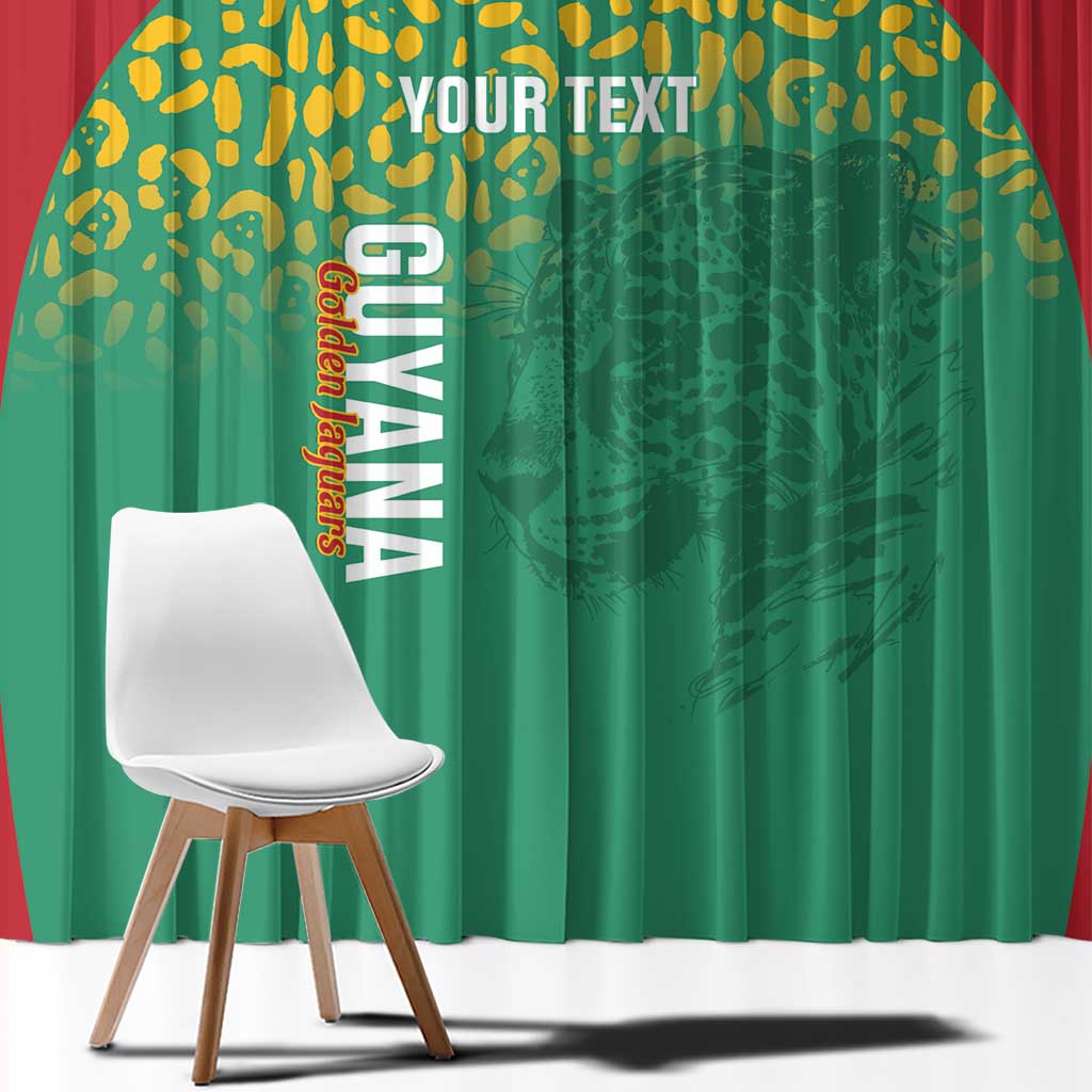 Custom Guyana Football Window Curtain Go Golden Jaguars Green Version - Wonder Print Shop