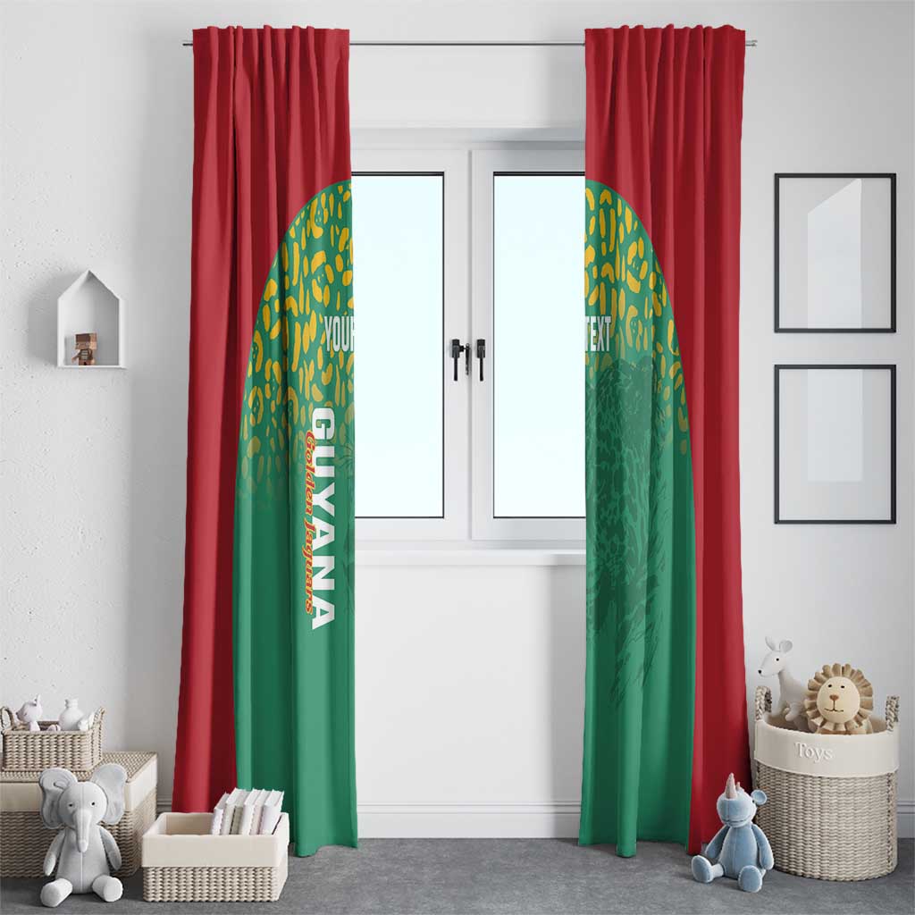 Custom Guyana Football Window Curtain Go Golden Jaguars Green Version - Wonder Print Shop