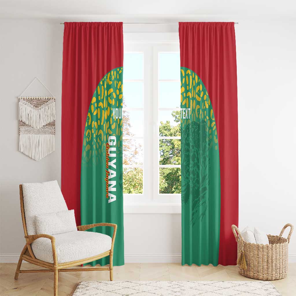 Custom Guyana Football Window Curtain Go Golden Jaguars Green Version - Wonder Print Shop