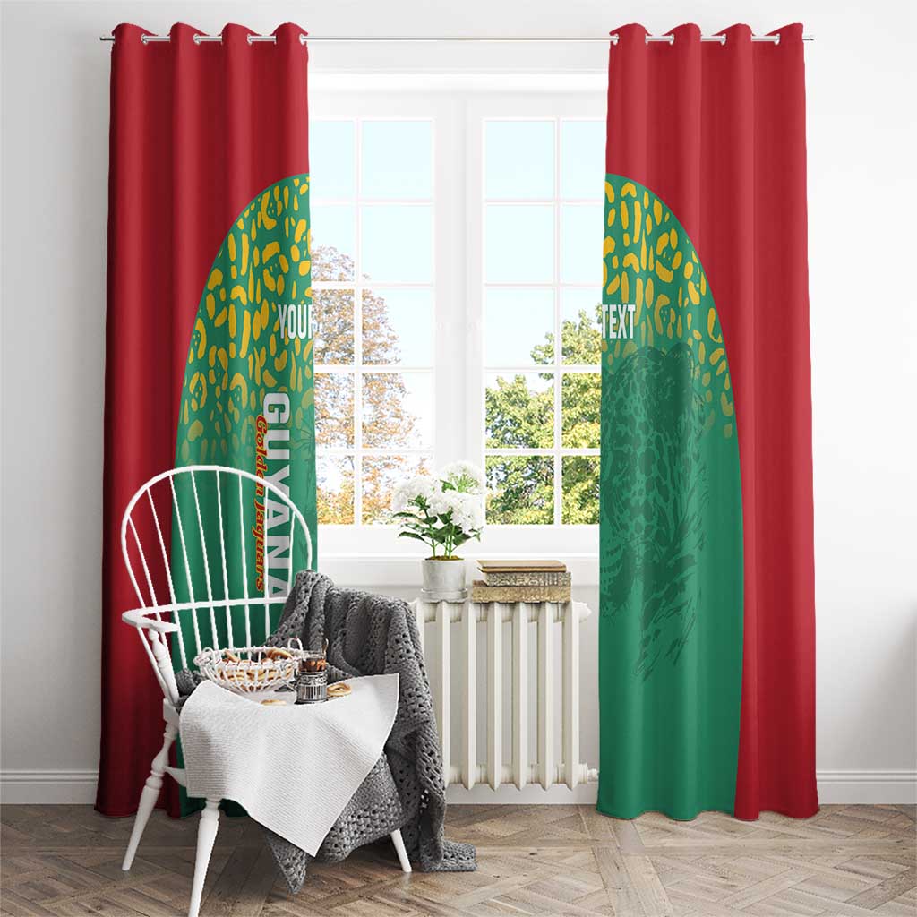 Custom Guyana Football Window Curtain Go Golden Jaguars Green Version - Wonder Print Shop
