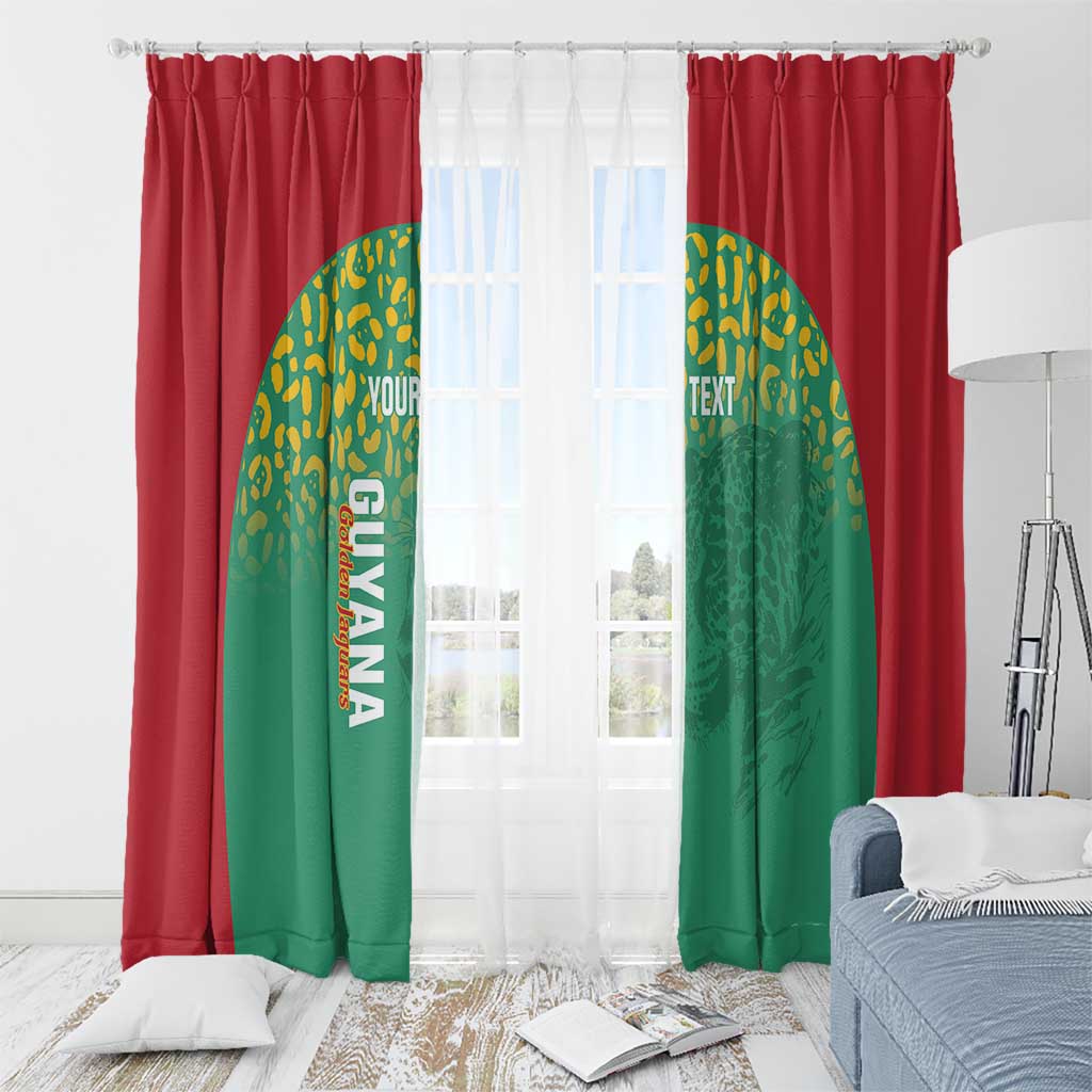 Custom Guyana Football Window Curtain Go Golden Jaguars Green Version - Wonder Print Shop