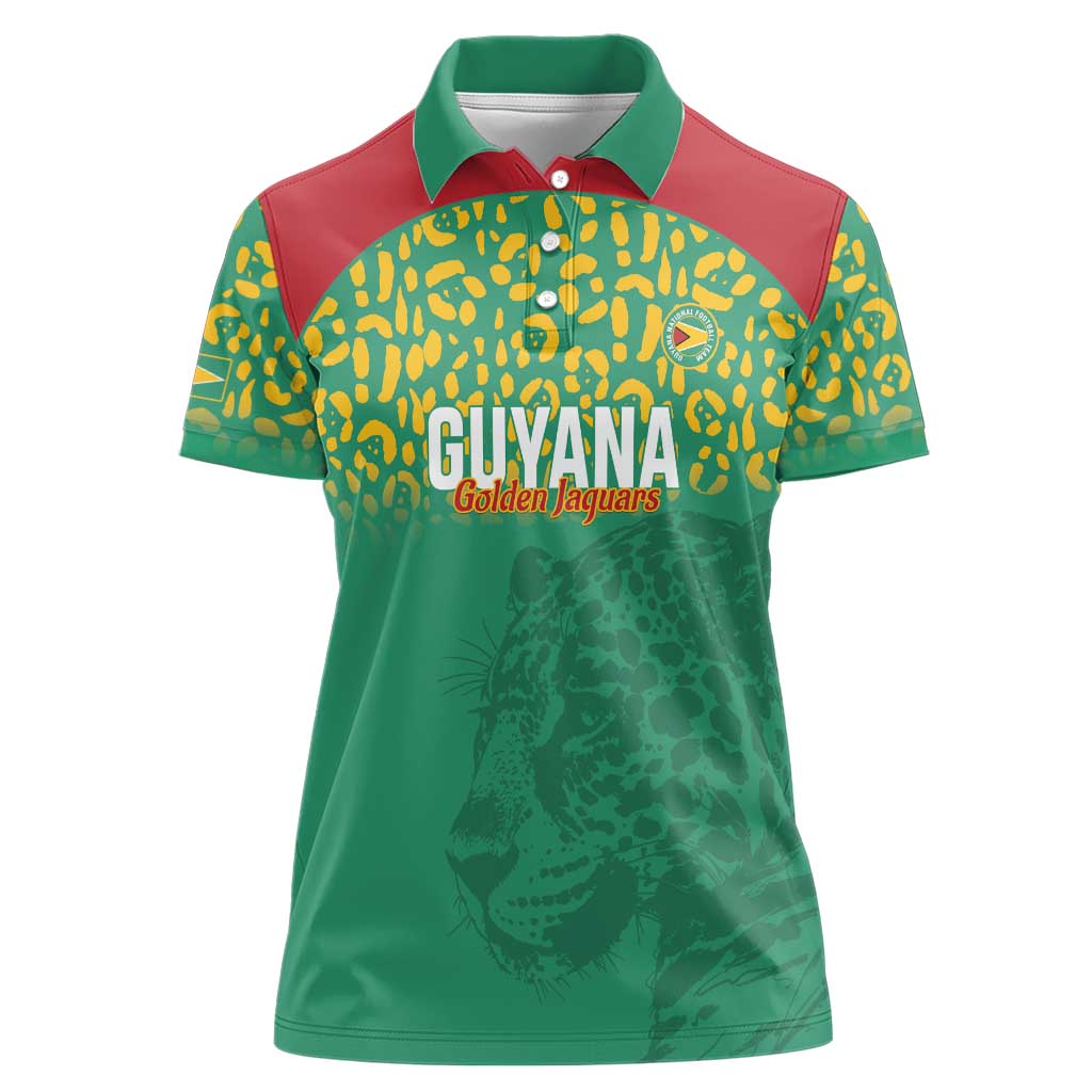 Custom Guyana Football Women Polo Shirt Go Golden Jaguars Green Version - Wonder Print Shop
