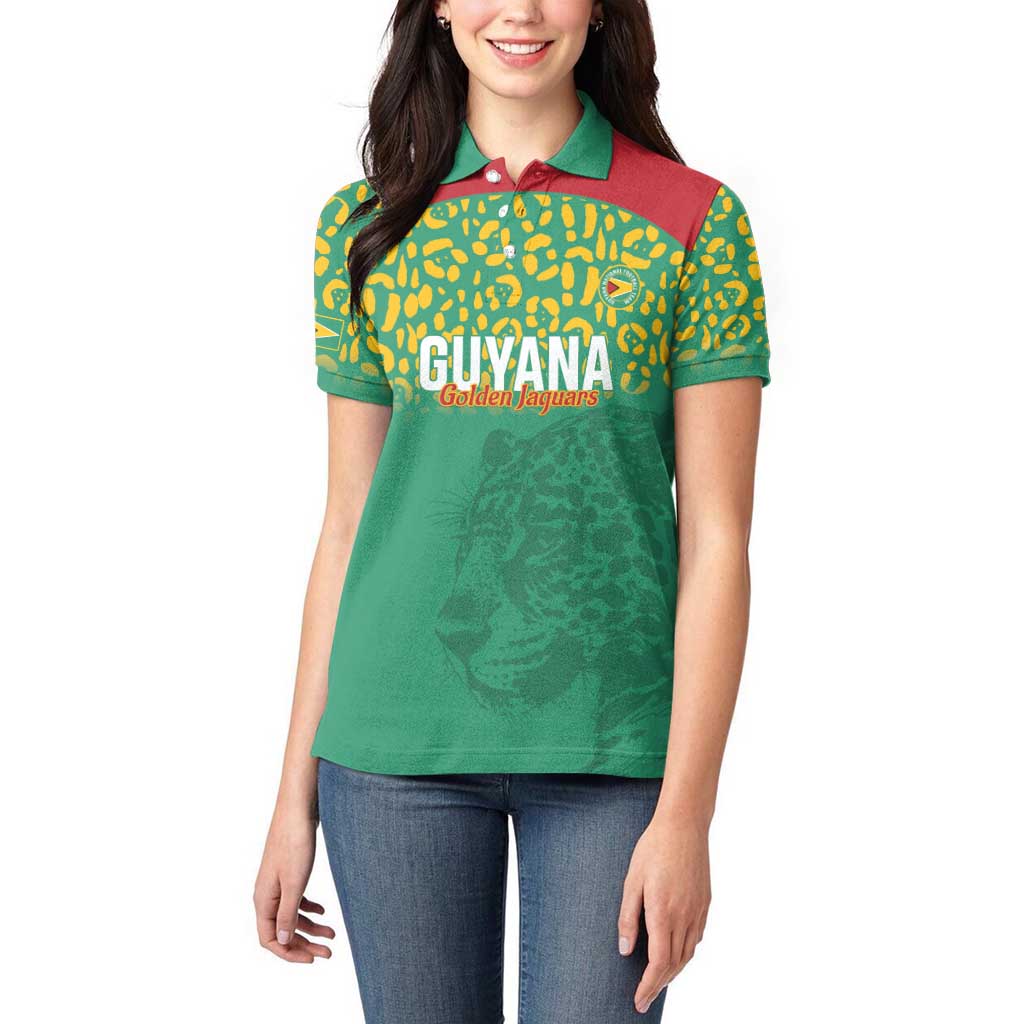 Custom Guyana Football Women Polo Shirt Go Golden Jaguars Green Version - Wonder Print Shop