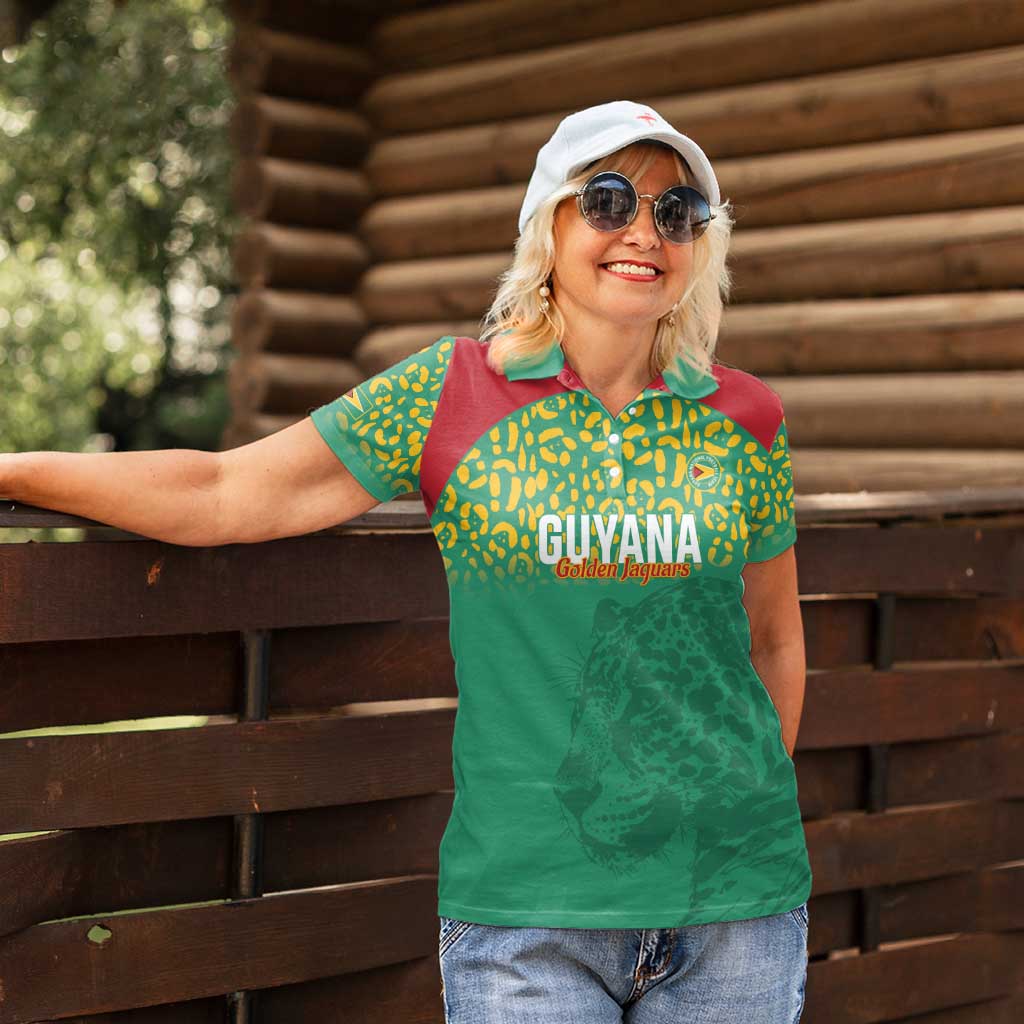 Custom Guyana Football Women Polo Shirt Go Golden Jaguars Green Version - Wonder Print Shop