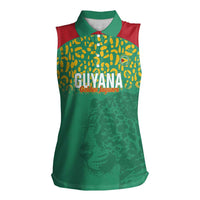 Custom Guyana Football Women Sleeveless Polo Shirt Go Golden Jaguars Green Version - Wonder Print Shop