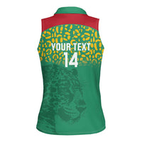 Custom Guyana Football Women Sleeveless Polo Shirt Go Golden Jaguars Green Version - Wonder Print Shop