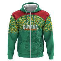 Custom Guyana Football Zip Hoodie Go Golden Jaguars Green Version - Wonder Print Shop