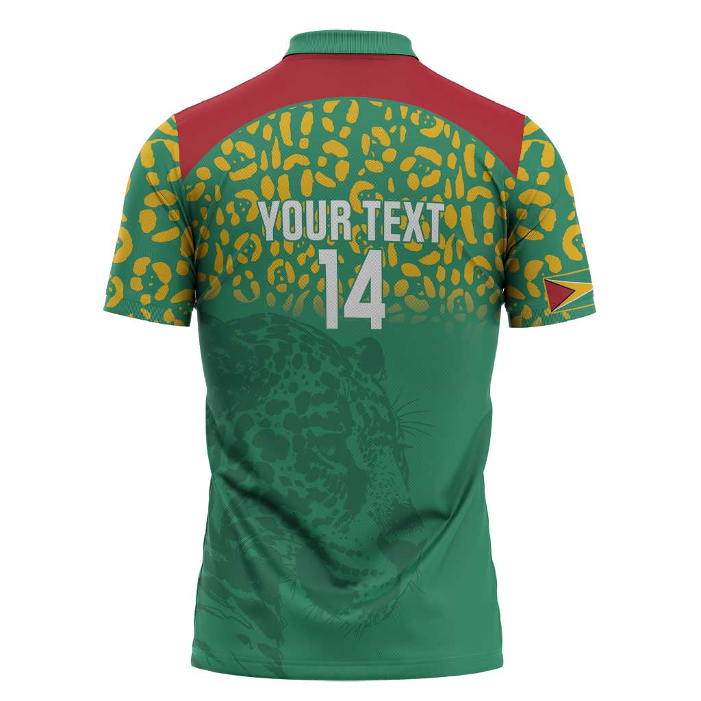 Custom Guyana Football Zipper Polo Shirt Go Golden Jaguars Green Version - Wonder Print Shop