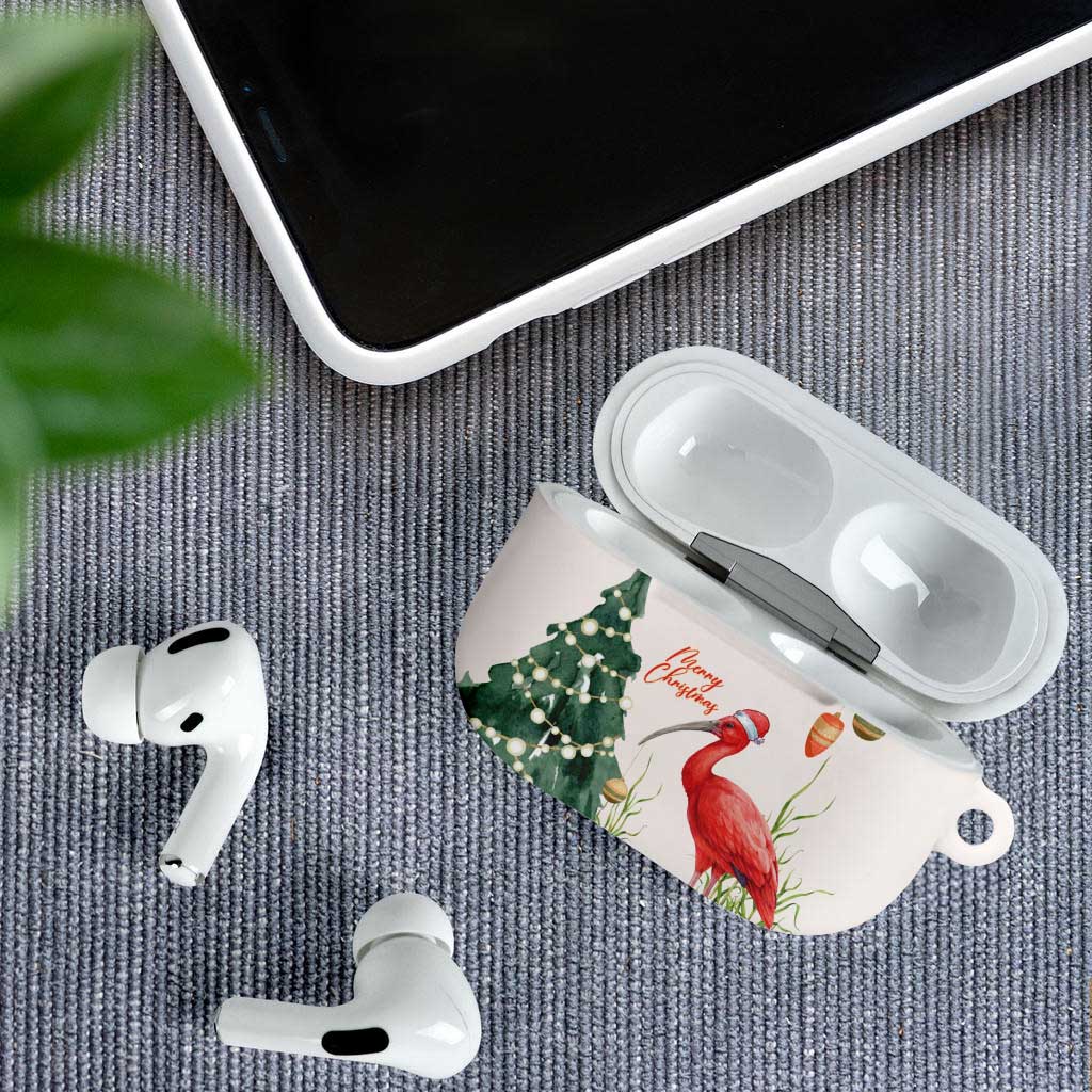 Trinidad And Tobago Christmas AirPods Case Scarlet Ibis Wild Poinsettia Watercolor - Wonder Print Shop
