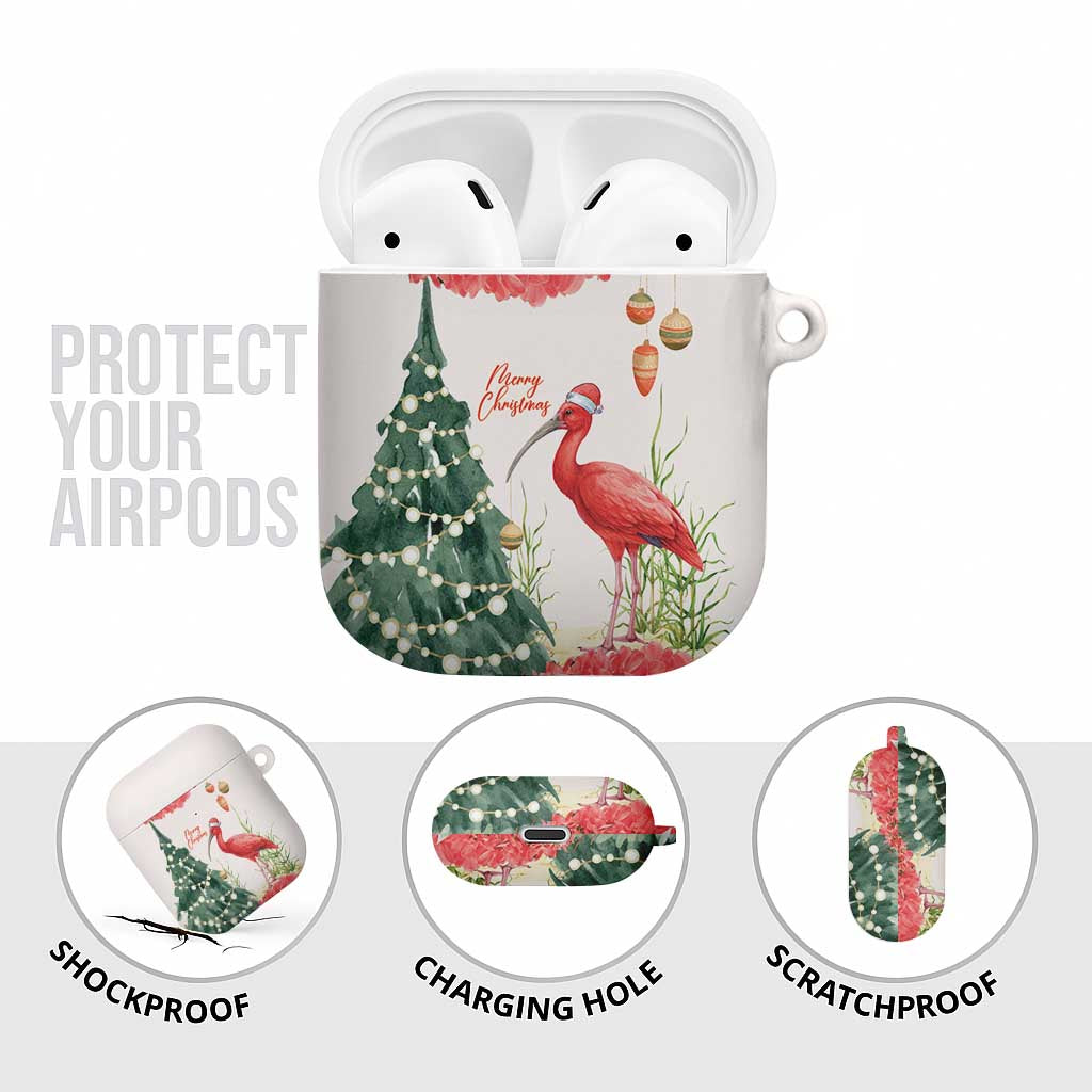 Trinidad And Tobago Christmas AirPods Case Scarlet Ibis Wild Poinsettia Watercolor - Wonder Print Shop