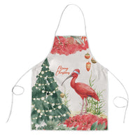 Trinidad And Tobago Christmas Apron Scarlet Ibis Wild Poinsettia Watercolor - Wonder Print Shop