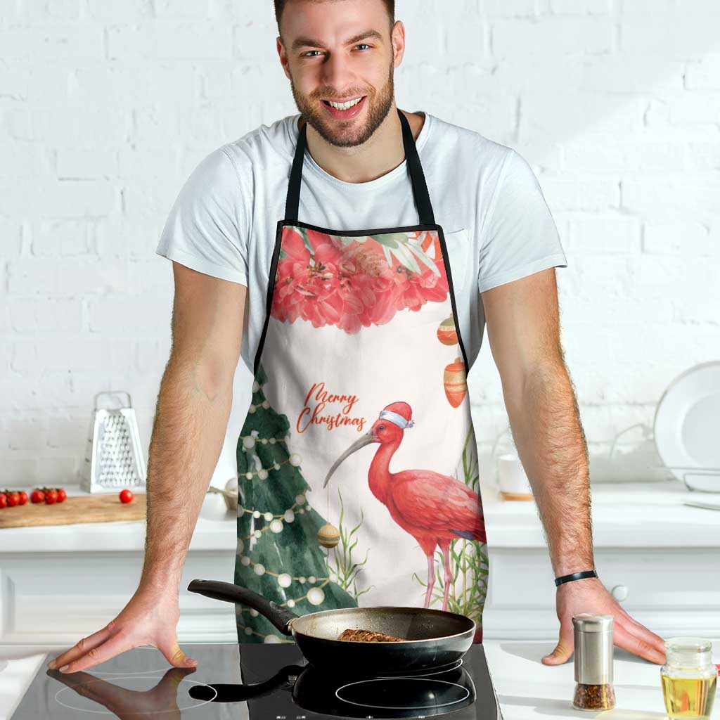 Trinidad And Tobago Christmas Apron Scarlet Ibis Wild Poinsettia Watercolor - Wonder Print Shop