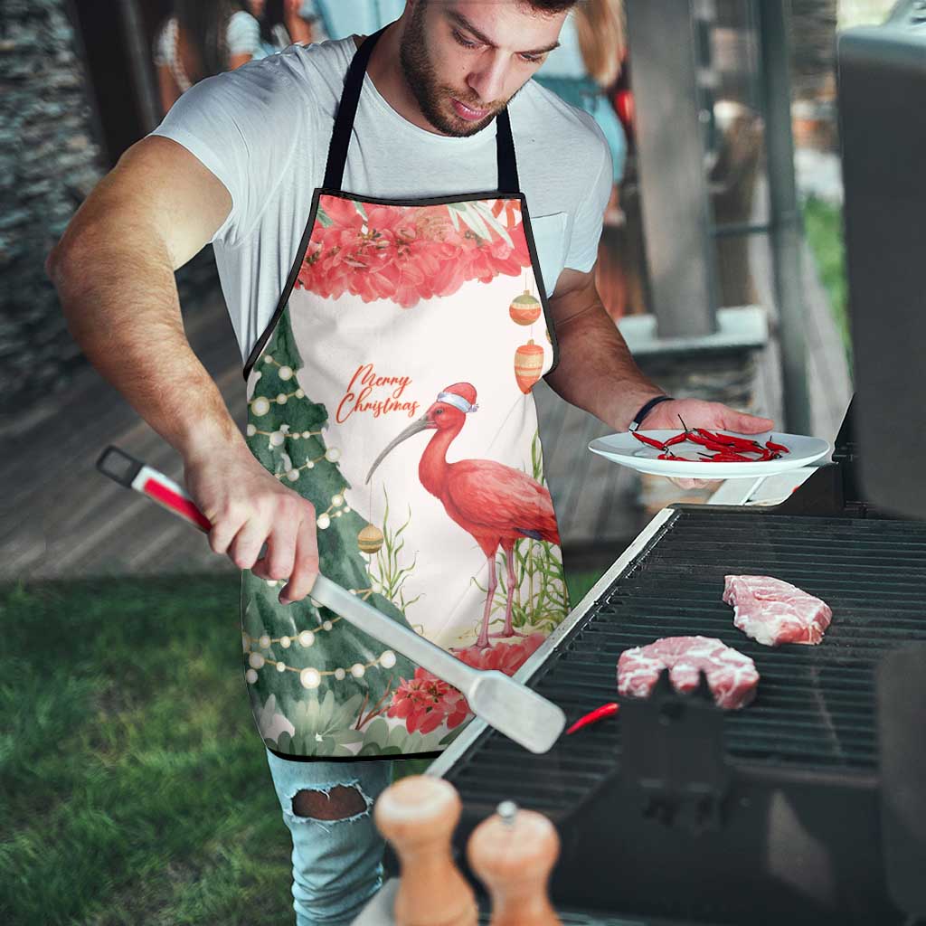 Trinidad And Tobago Christmas Apron Scarlet Ibis Wild Poinsettia Watercolor - Wonder Print Shop