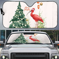 Trinidad And Tobago Christmas Auto Sun Shade Scarlet Ibis Wild Poinsettia Watercolor - Wonder Print Shop