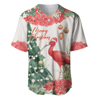 Personalized Trinidad And Tobago Christmas Baseball Jersey Scarlet Ibis Wild Poinsettia Watercolor - Wonder Print Shop