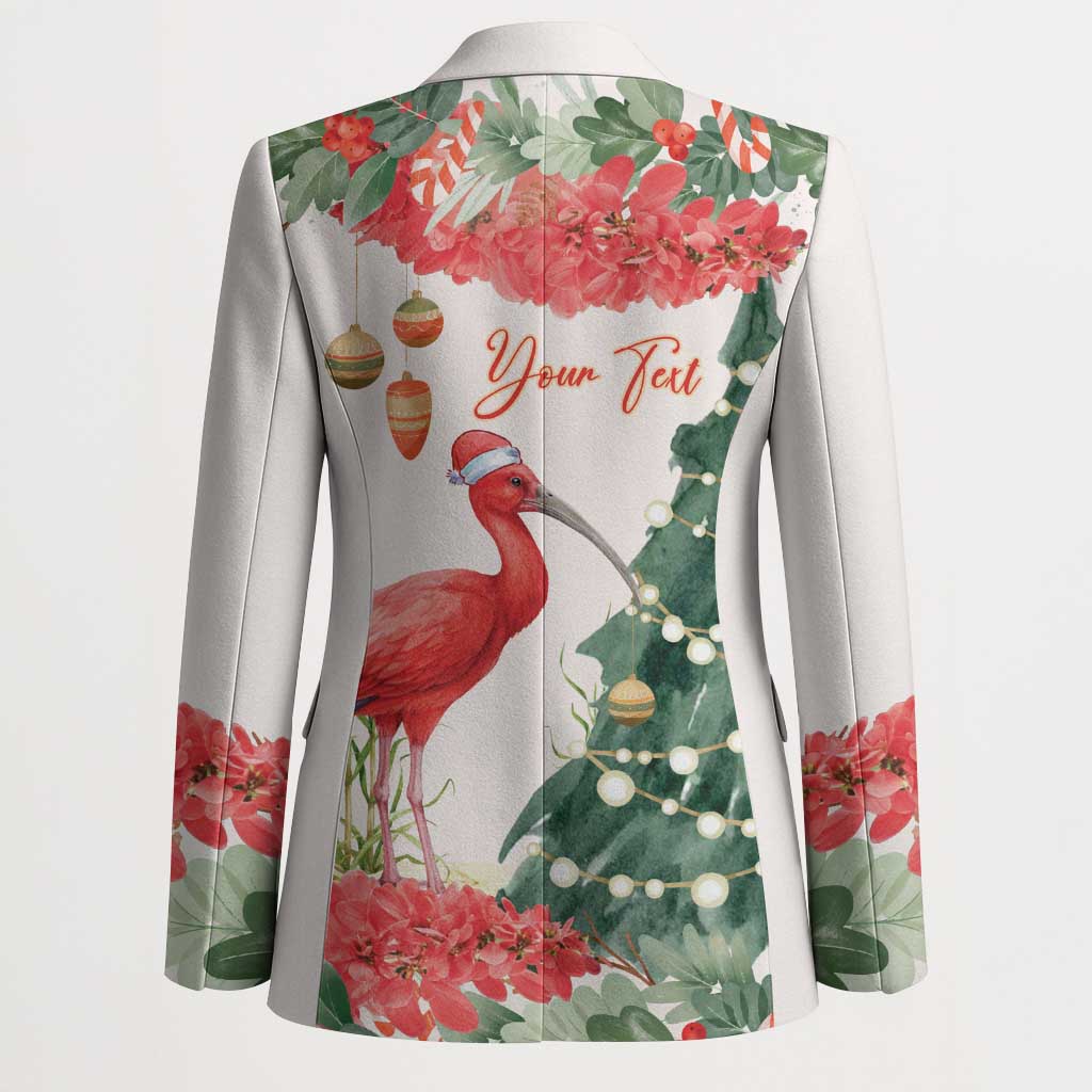 Personalized Trinidad And Tobago Christmas Blazer Scarlet Ibis Wild Poinsettia Watercolor - Wonder Print Shop