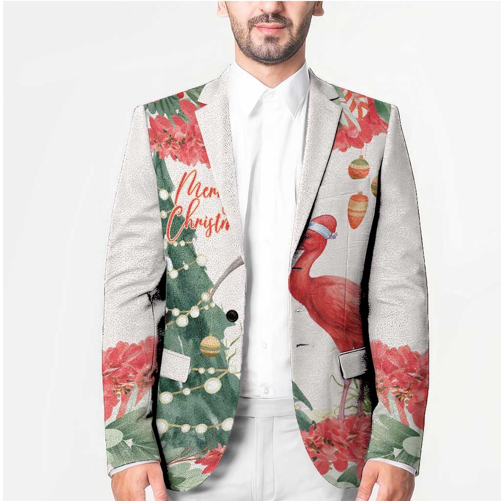 Personalized Trinidad And Tobago Christmas Blazer Scarlet Ibis Wild Poinsettia Watercolor - Wonder Print Shop